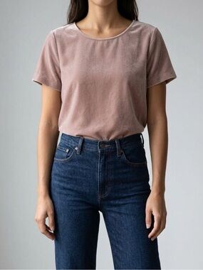 J. Crew Mauve Velvet Short Sleeve Boxy Top Size XL